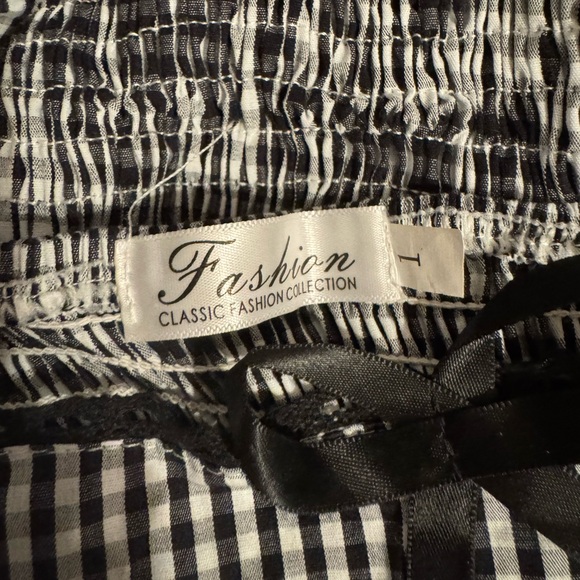 Black and White Smocked Puff Sleeve Blouse from Korean pop up store - Picture 3 of 3